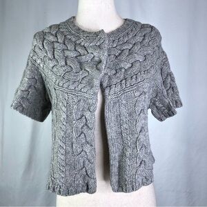 BCBG MaxAzria vintage cropped cabled sweater short sleeve wool grey S